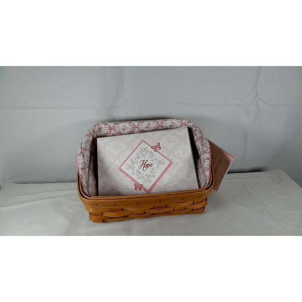 Longaberger 2009 Horizon of Hope Note Basket Set‎ w/ Liner Protector and Lid